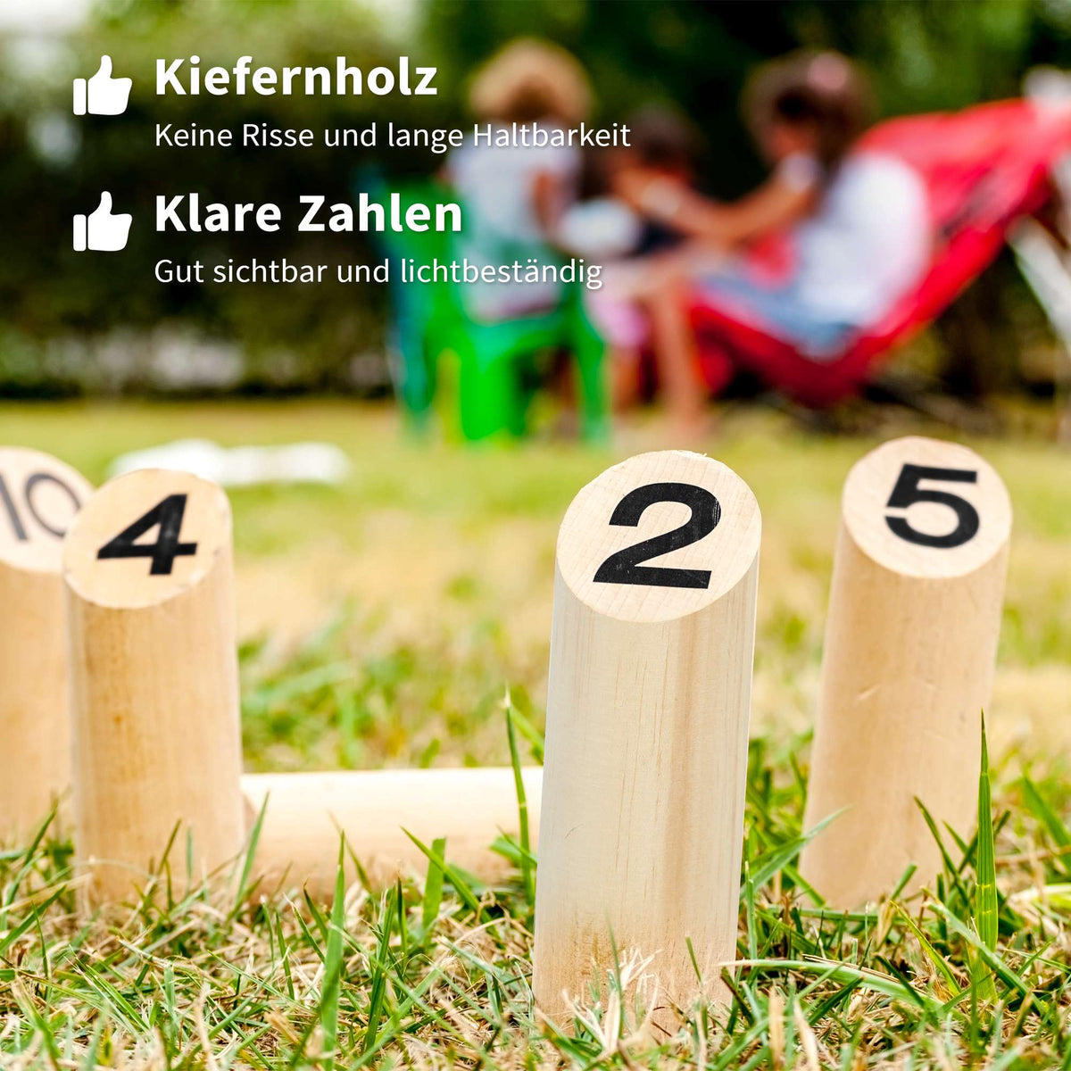 Wooden Mölkky Game Set – 12 Skittles, 1 Throwing Stick, Box