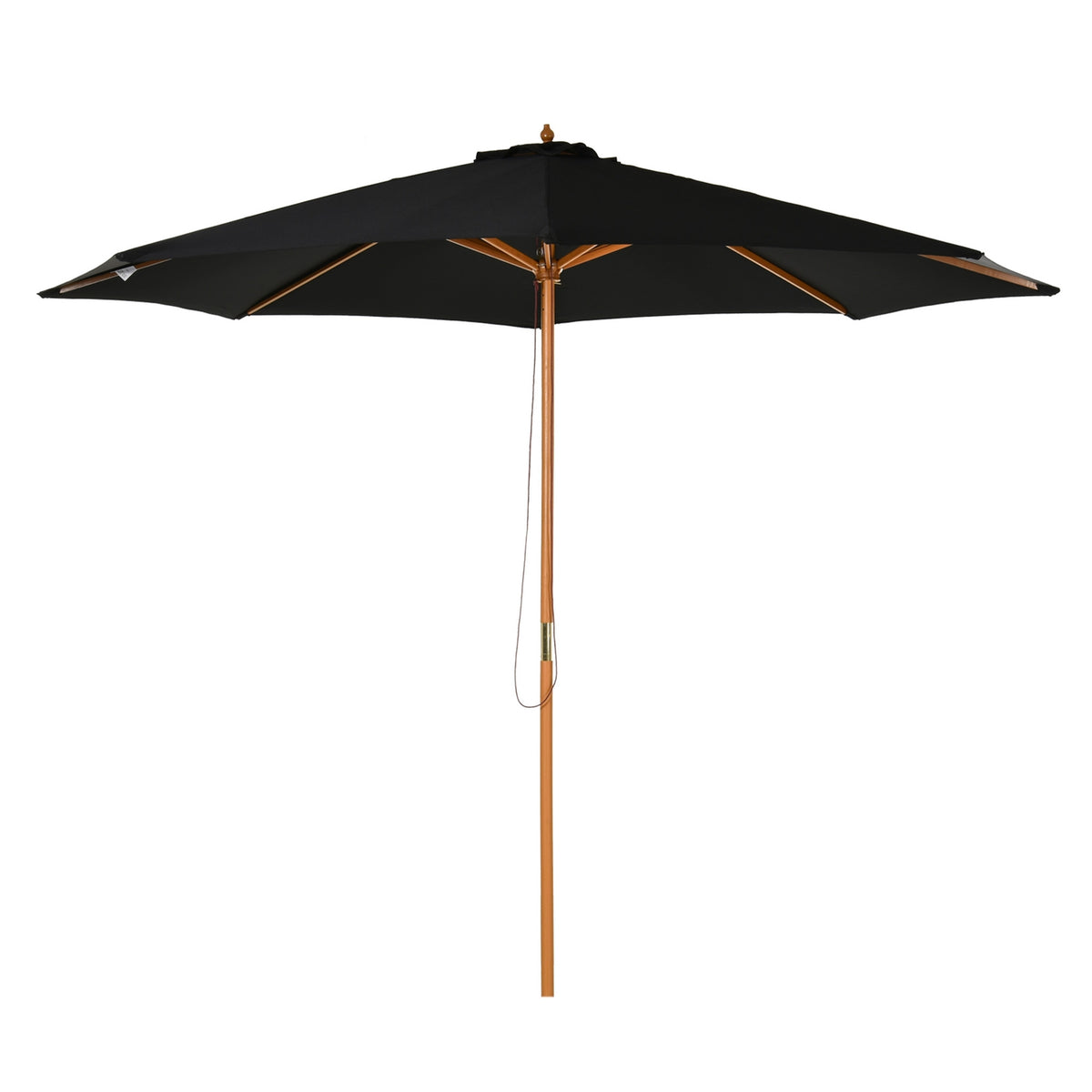 Wooden Parasol 300 Cm Garden Umbrella Balcony Umbrella Made Of Bamboo Black Robust & Elegant