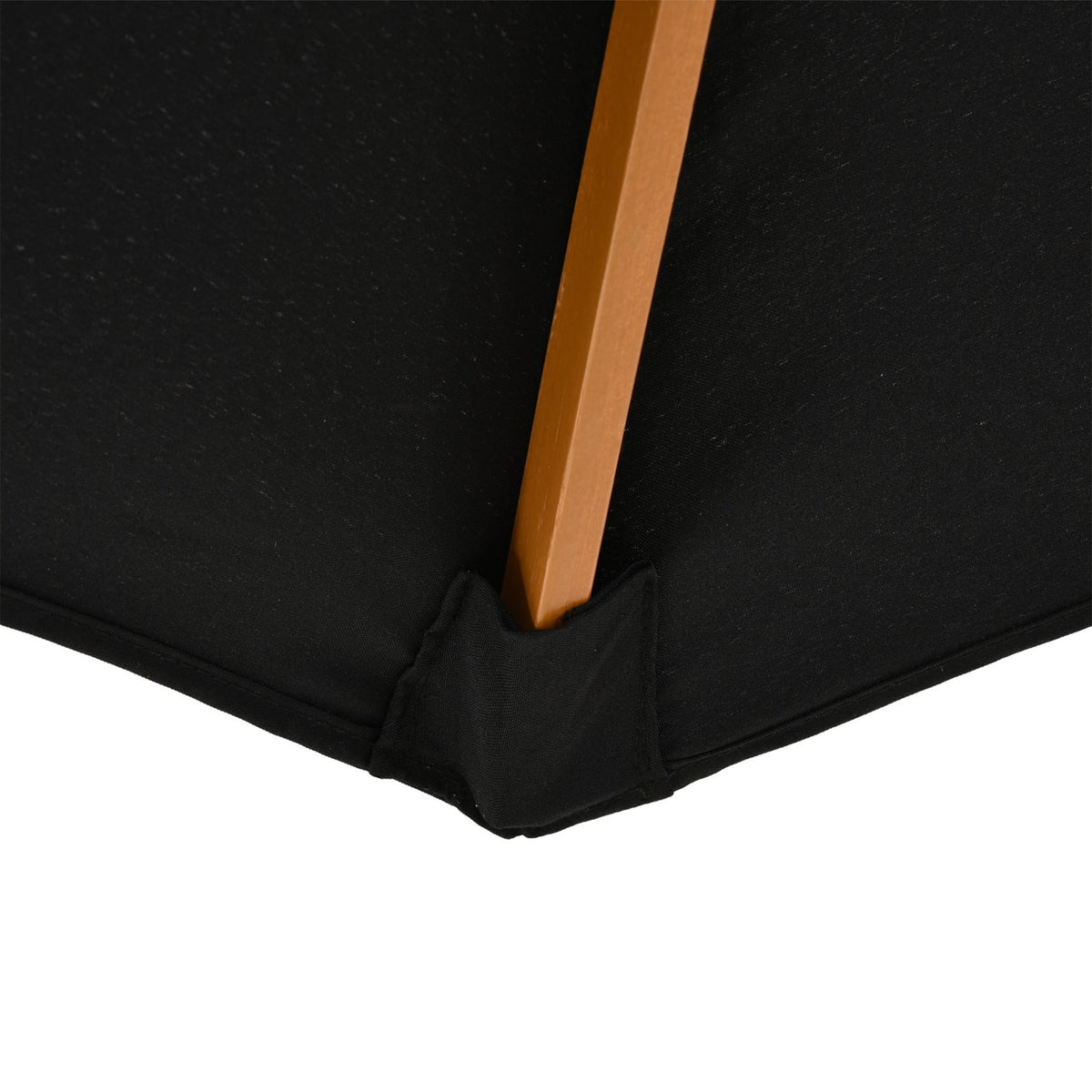 Wooden Parasol 300 Cm Garden Umbrella Balcony Umbrella Made Of Bamboo Black Robust & Elegant