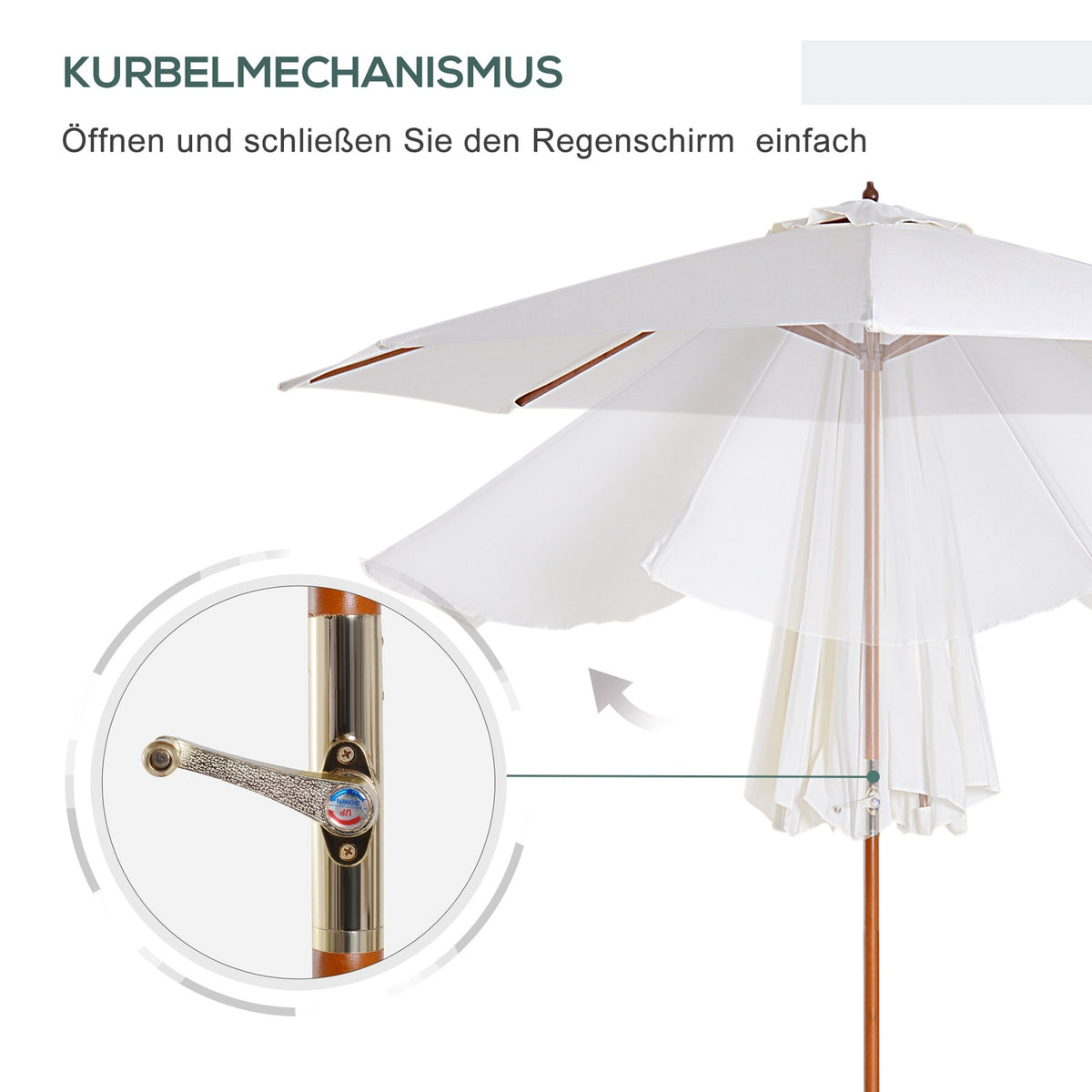 Wooden Parasol Wooden Umbrella Garden Umbrella Balcony Umbrella 2.5M Cream