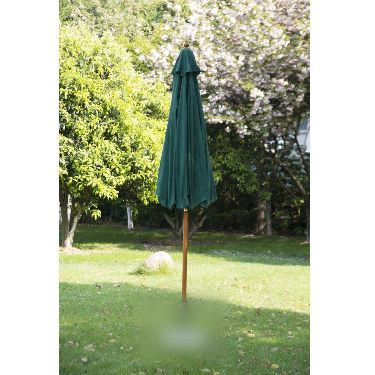 Wooden Parasol Wooden Umbrella Garden Umbrella Balcony Umbrella 2.5M Dark Green