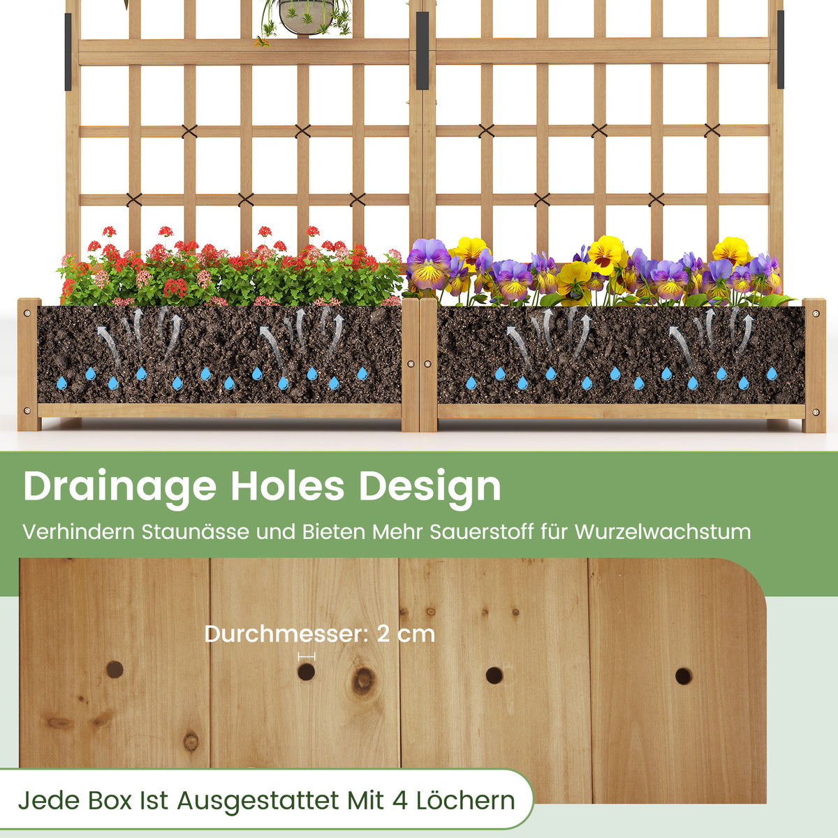 Wooden Planter Box with Trellis & Roof for Climbing Plants