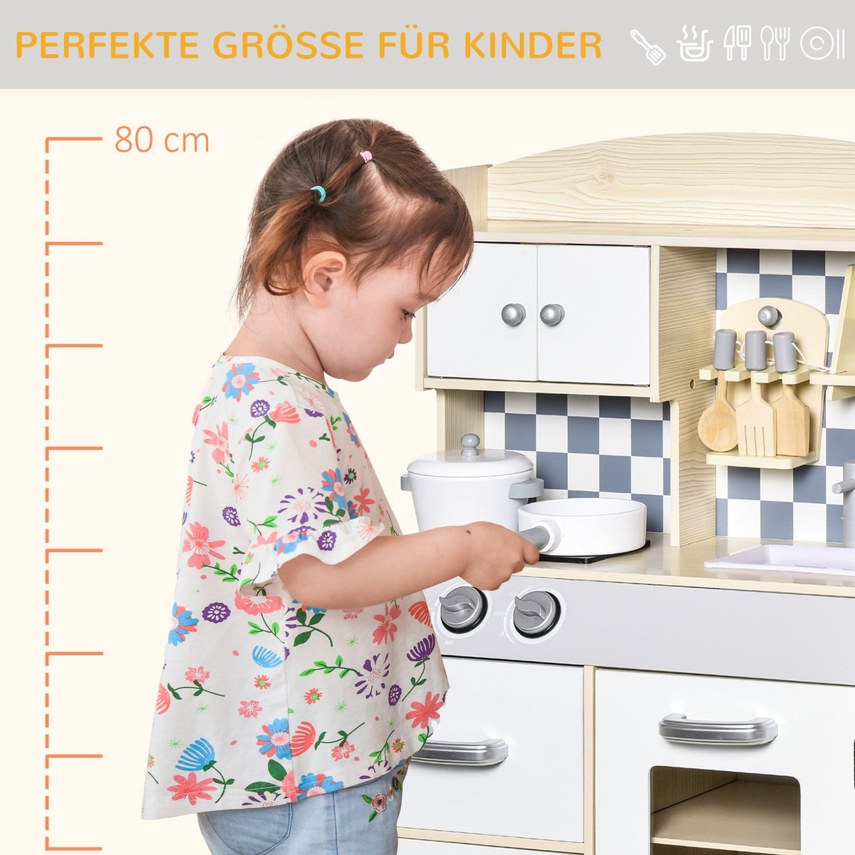Wooden Play Kitchen For Children Kitchen Toy With Mist, Water Spray, Lights & Music, 3-6 Years