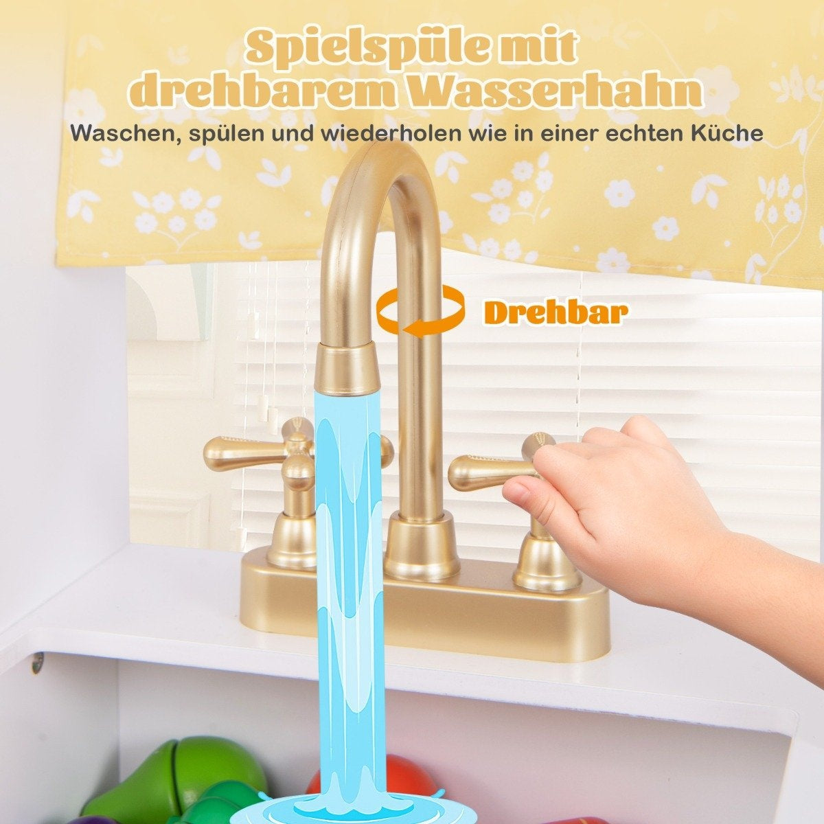 Wooden Play Kitchen with Sink & Accessories for Kids