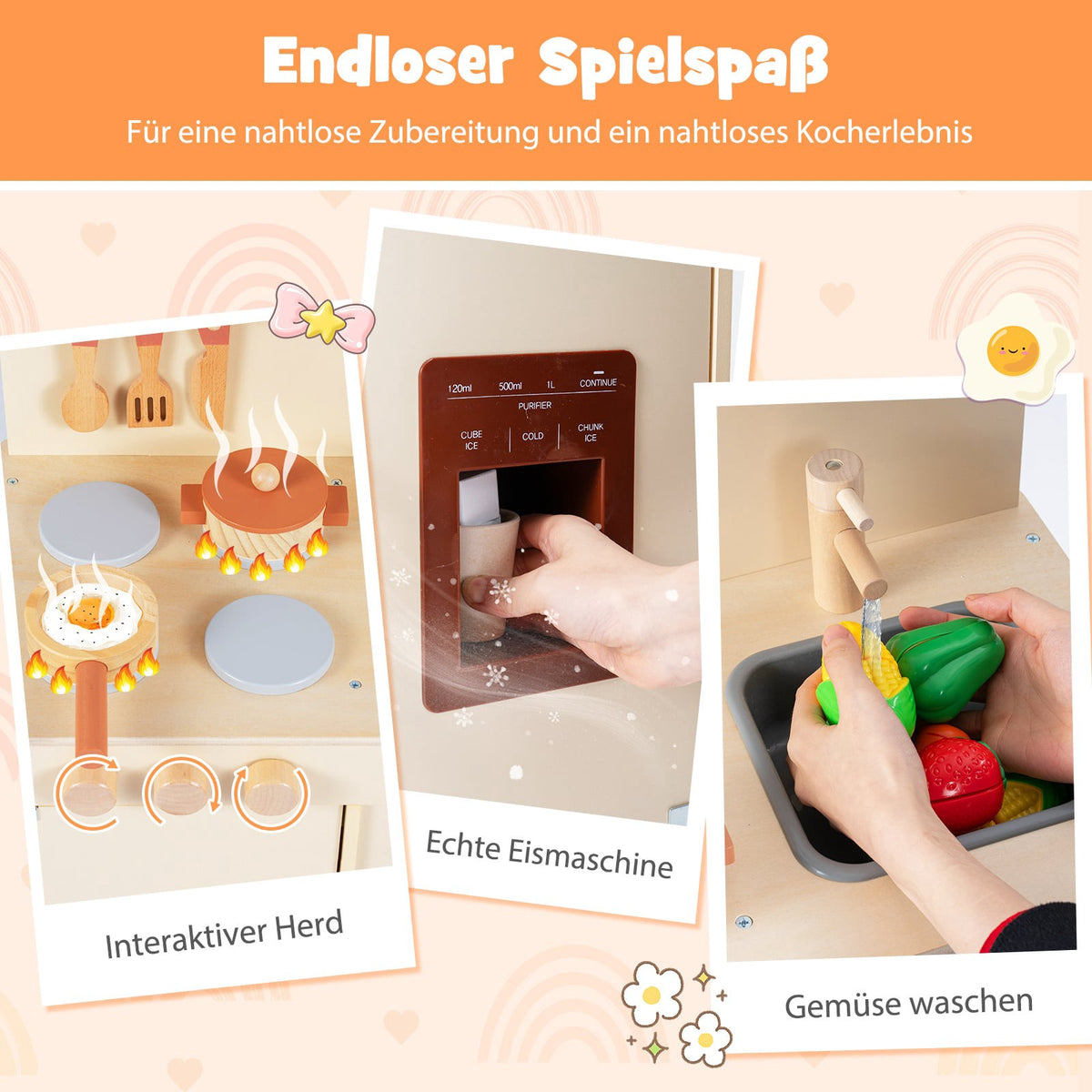 Wooden Play Kitchen with Storage & Accessories