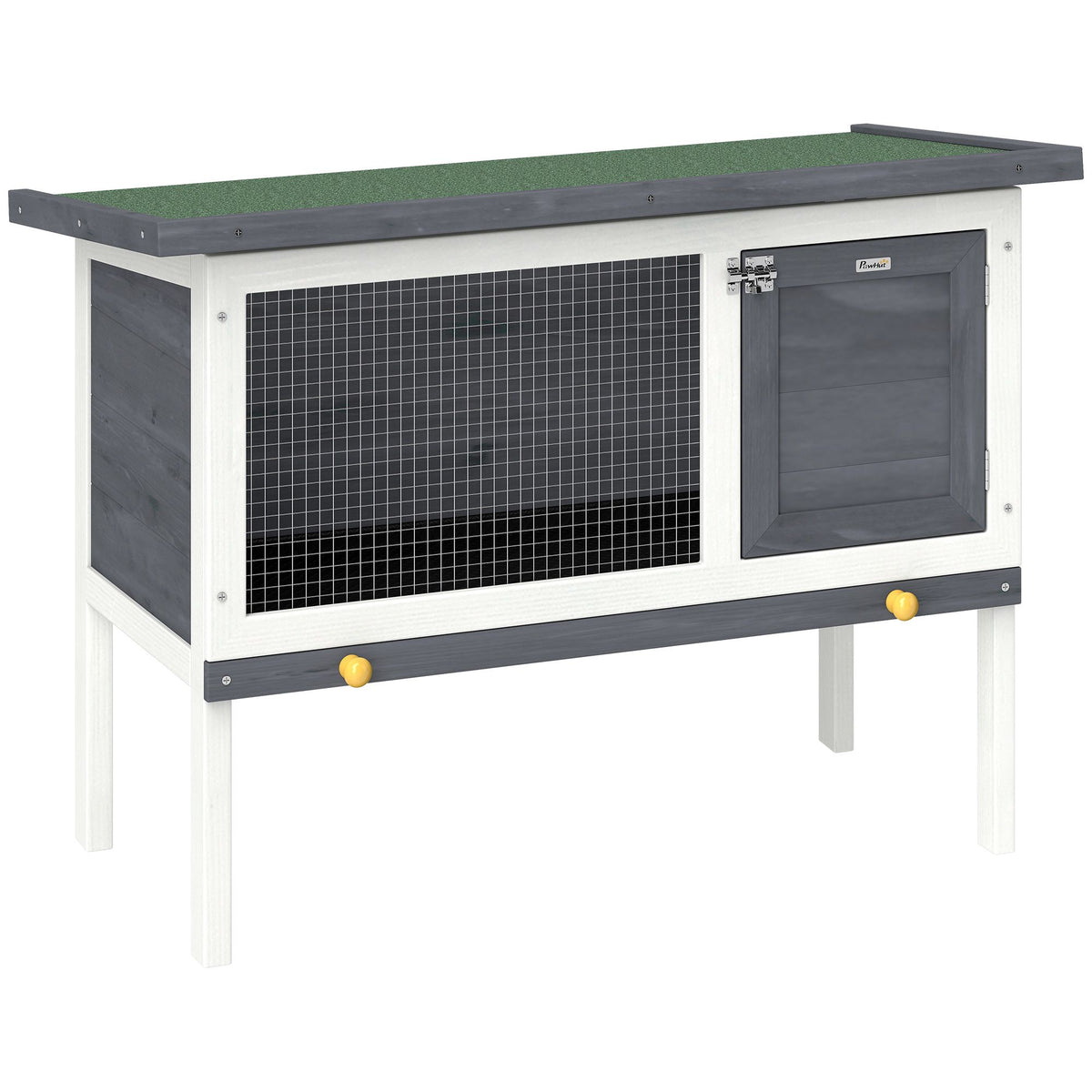 Wooden Rabbit Hutch with Asphalt Roof, 90x45x65 cm, Grey