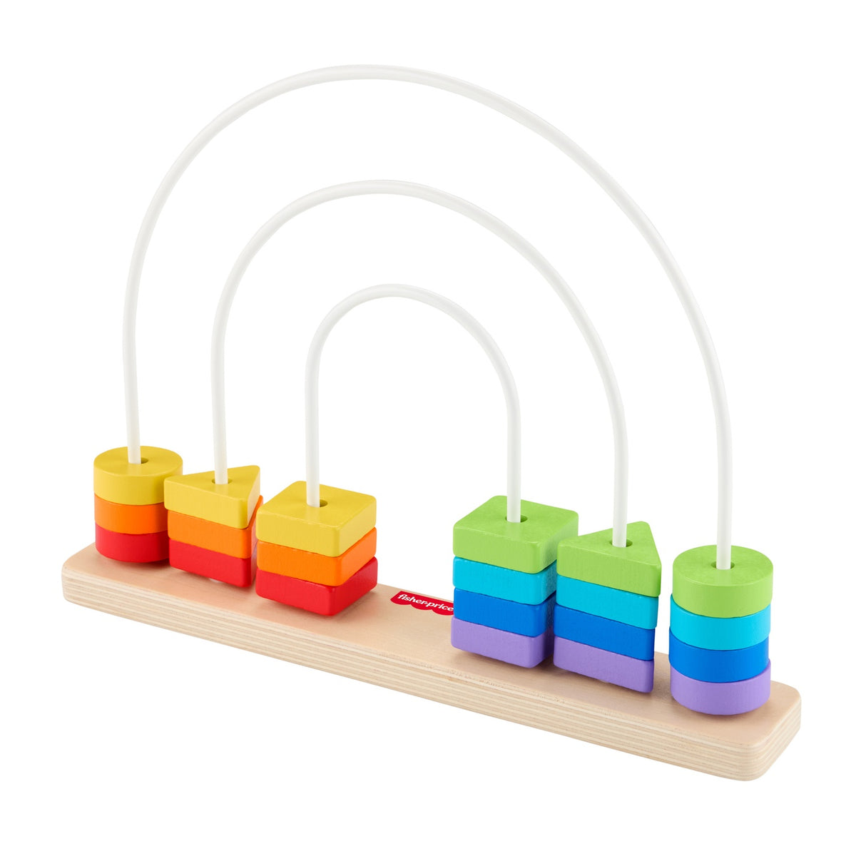 Wooden Rainbow Bead Bar Toy, 21 Colorful Blocks