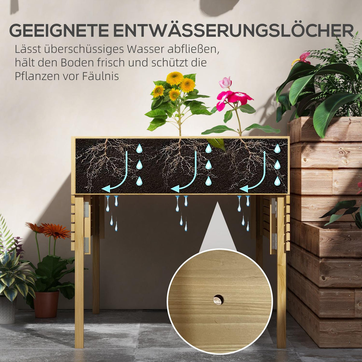 Wooden Raised Bed, Folding Cold Frame With 12 Dividers, Herb Bed, Plant Box, Flower Box With Non-Woven Fabric 122 X 91.5 X 89 Cm, Natural