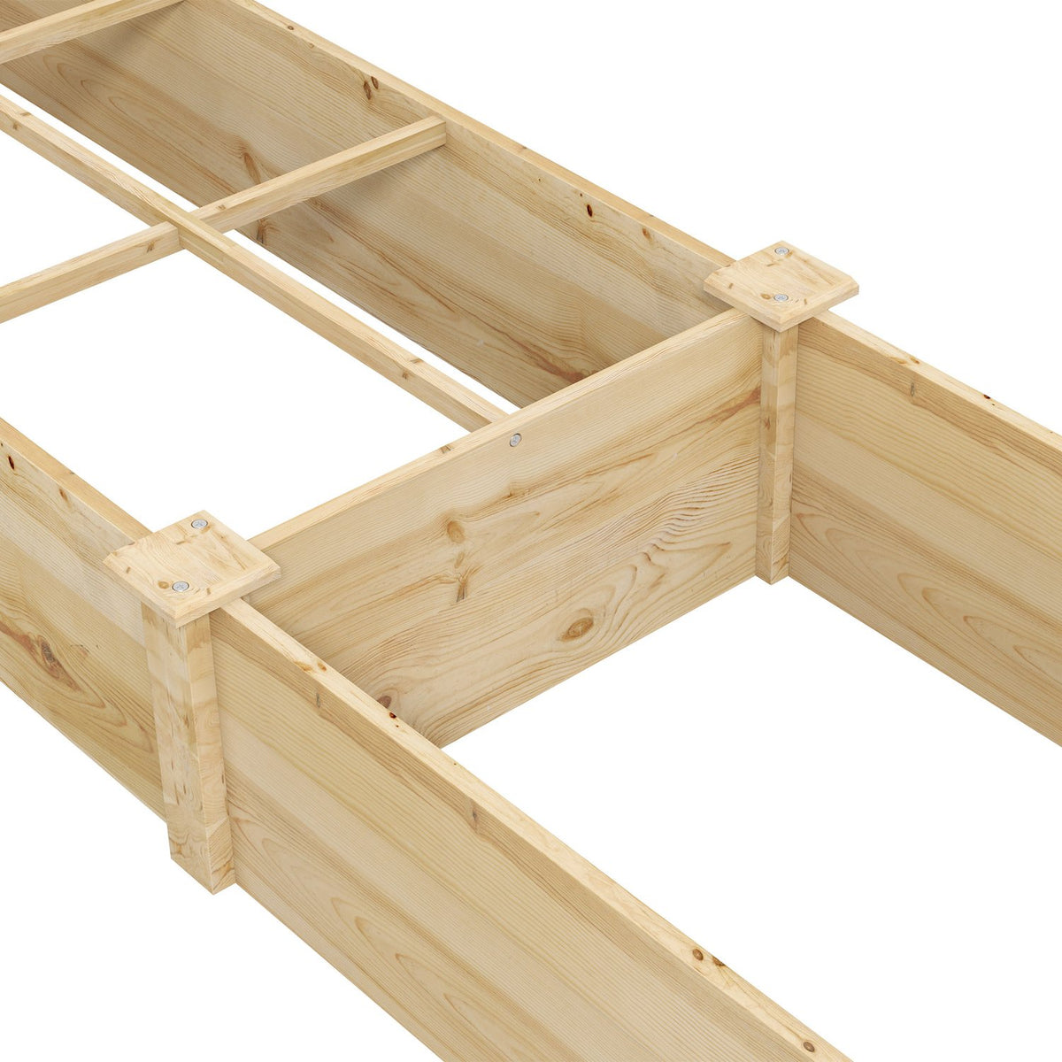 Wooden Raised Bed, Large Plant Box With 2 Compartments, Flower Box, Herb Bed, Vegetable Bed For Garden, Balcony, Natural, 237 X 60 X 25Cm