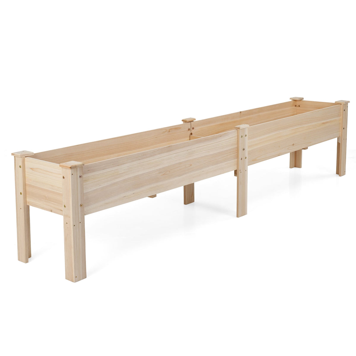 Wooden Raised Garden Bed with Drainage Holes, 2 Plant Zones