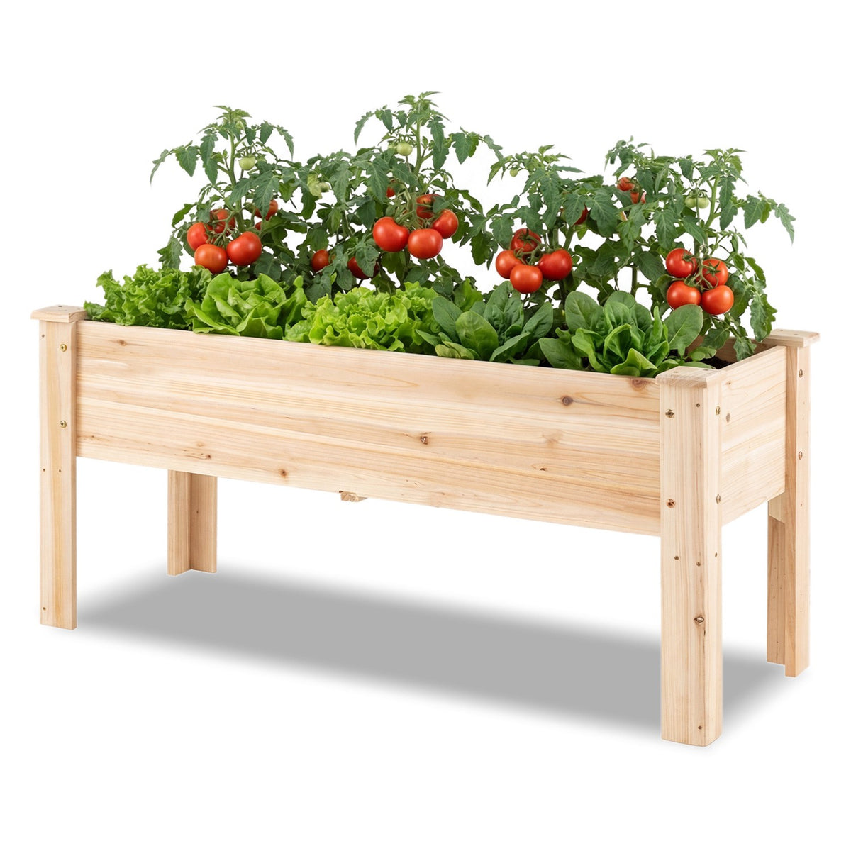 Wooden Raised Garden Bed with Legs and Drainage Holes
