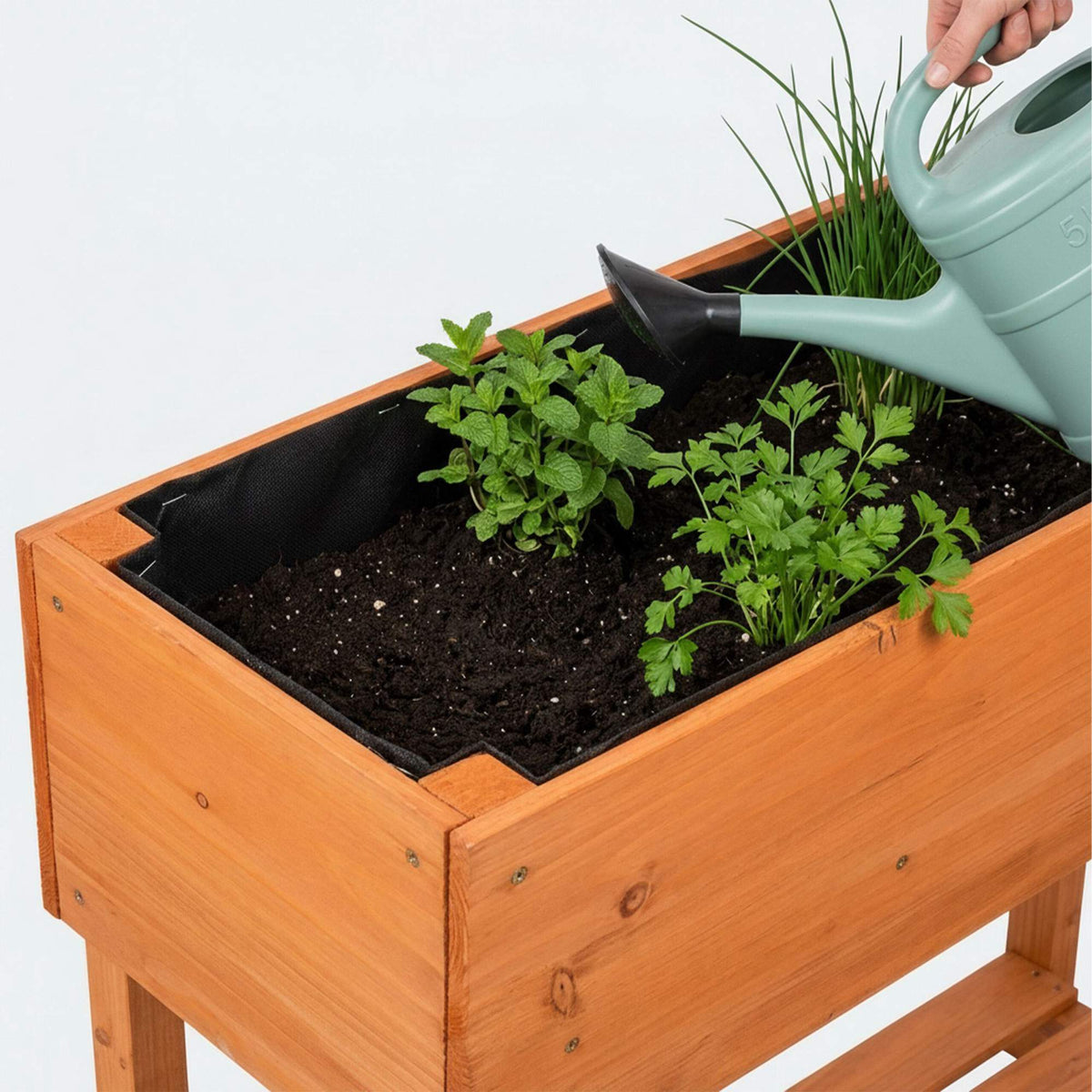 Wooden Raised Garden Bed with Shelf, 80x80x30 cm