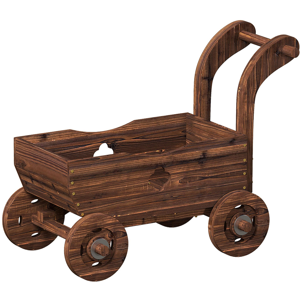 Wooden Raised Planter Cart with Wheels – 68 x 38 x 52 cm