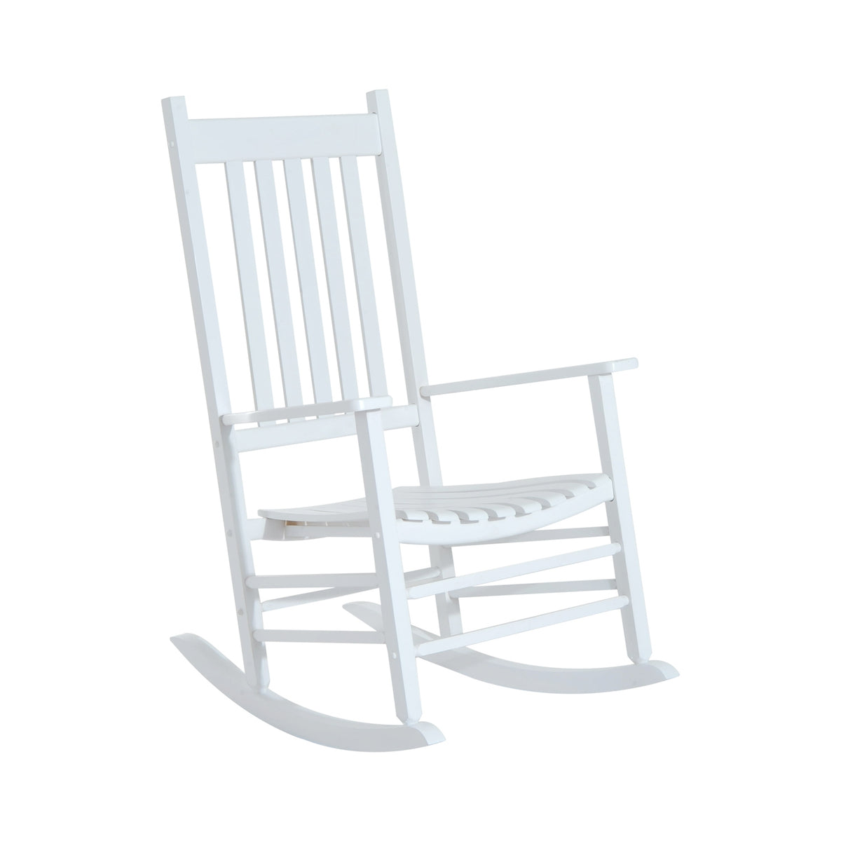 Wooden Rocking Chair With Armrest Swing Chair Relaxation Chair Garden Chair White 69 X 86 X 115 Cm