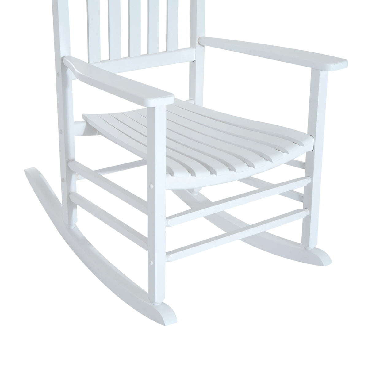 Wooden Rocking Chair With Armrest Swing Chair Relaxation Chair Garden Chair White 69 X 86 X 115 Cm