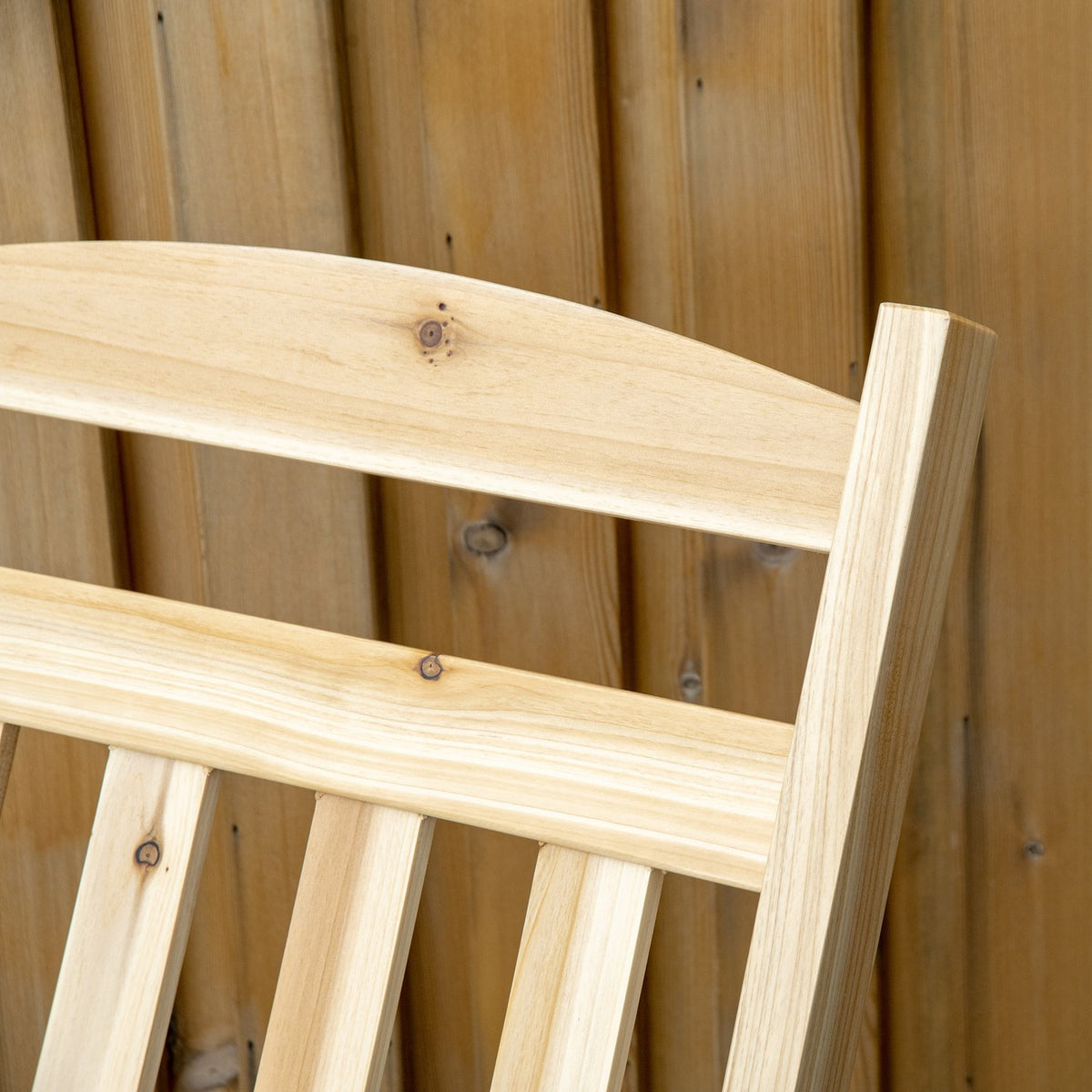 Wooden Rocking Chair With Side Table 2-Piece Rocking Chair Set Garden Chair With Armrests High Back Outdoor Natural