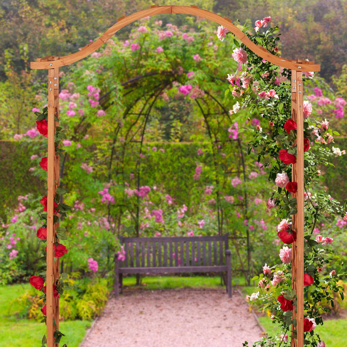 Wooden Rose Arch with 2 Planter Boxes