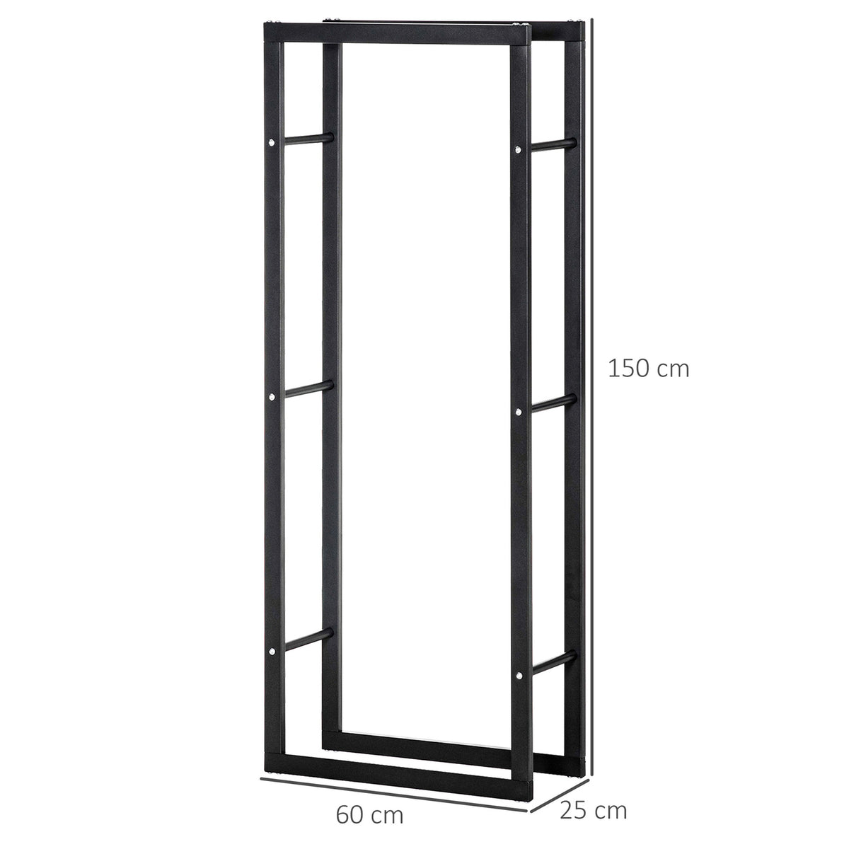 Wooden Shelf Vertical Wooden Stand 100kg Capacity Metal 60 × 25 × 150cm