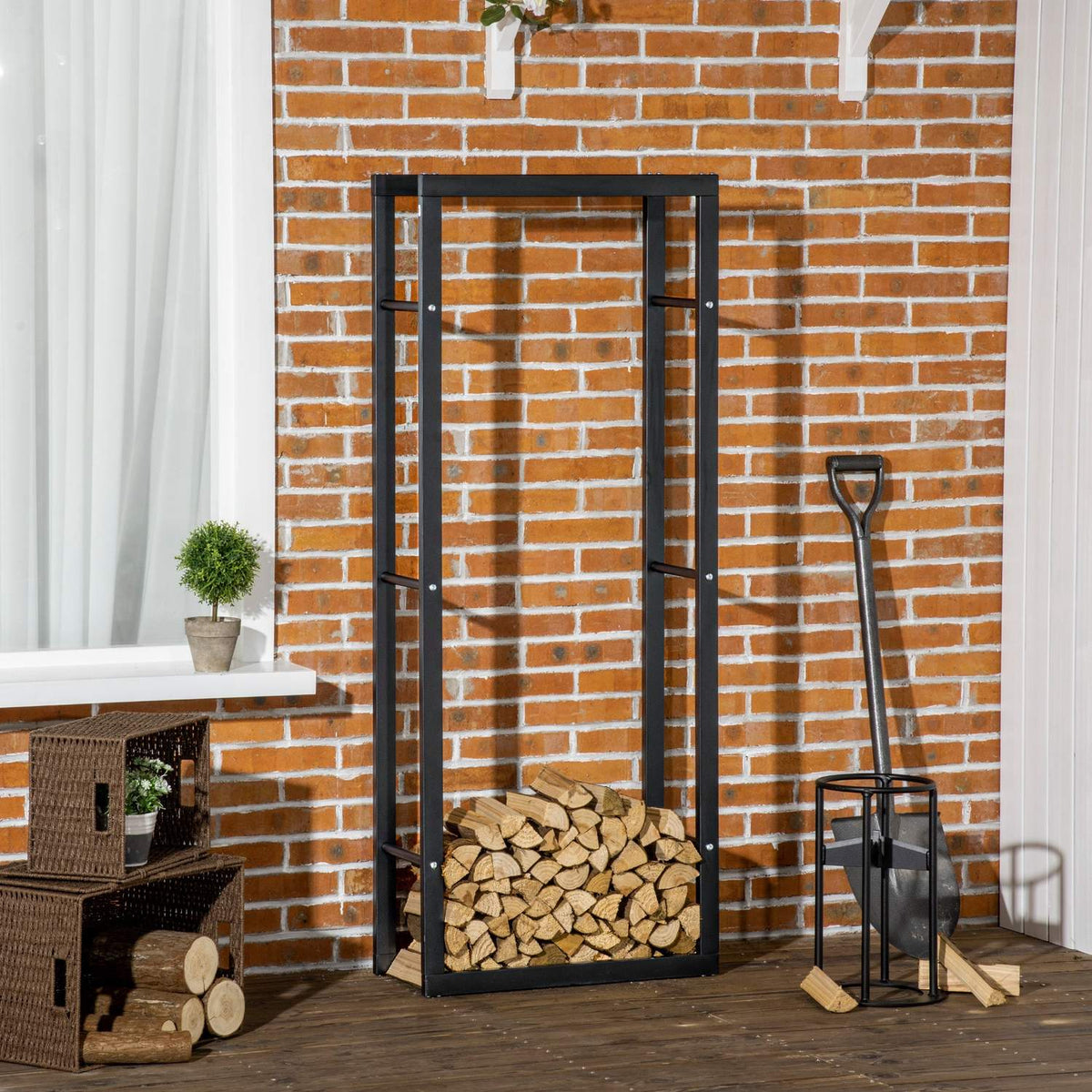 Wooden Shelf Vertical Wooden Stand 100kg Capacity Metal 60 × 25 × 150cm