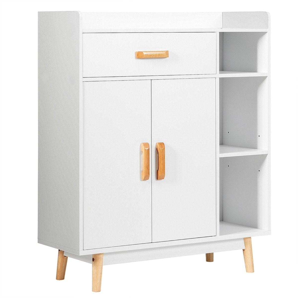 Wooden Sideboard with Drawer and Adjustable Shelves