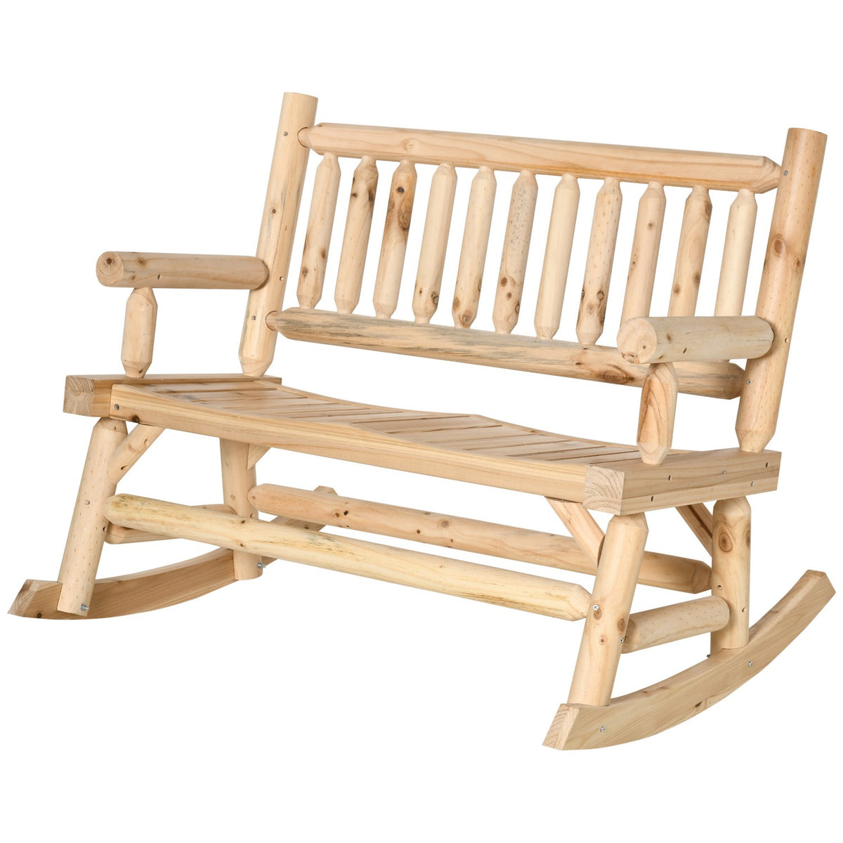 Wooden Swing Bench, Garden Bench With Armrests, Swing Bench, 2 Seater Wooden Bench For Garden, Balcony, Load Capacity Up To 250 Kg, Natural