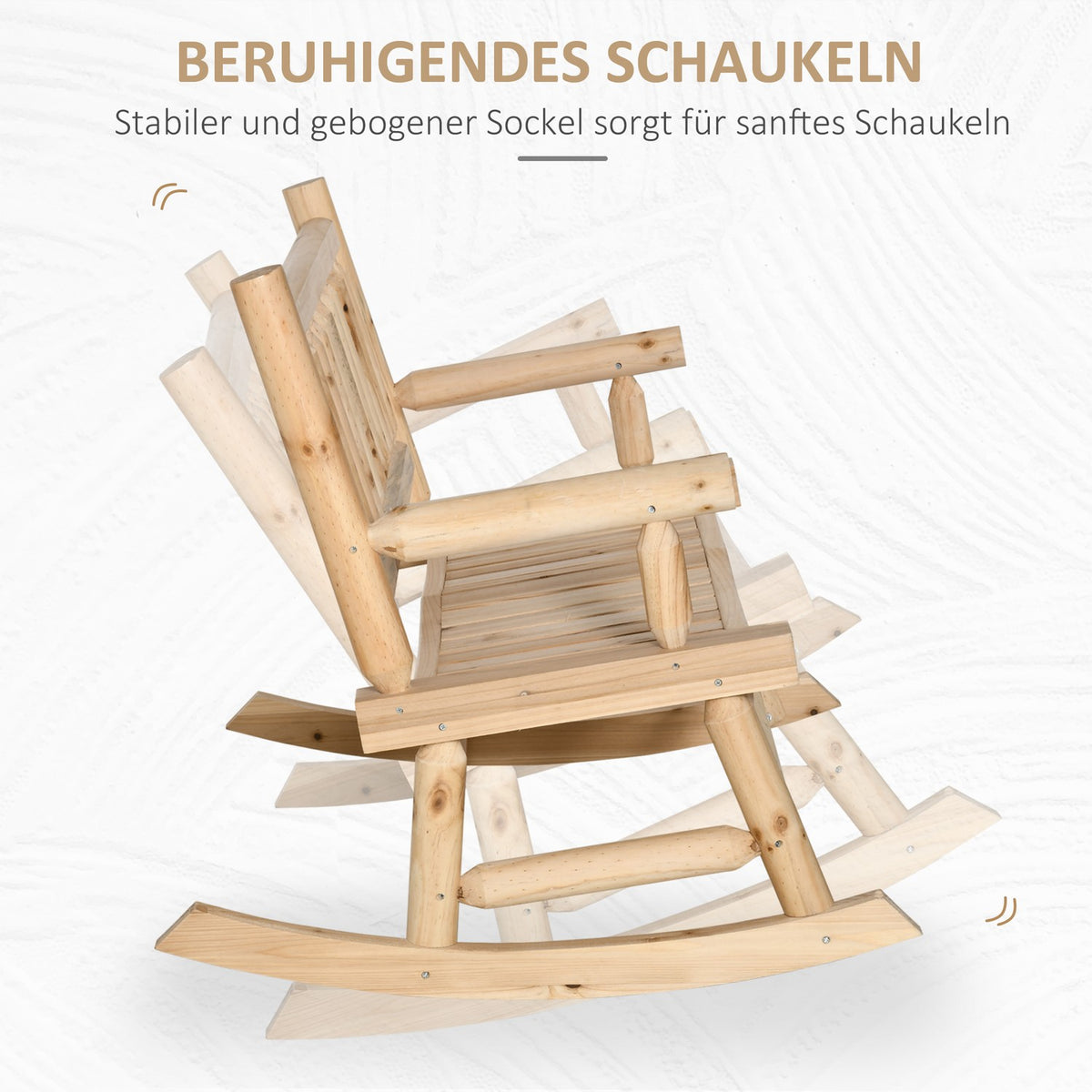 Wooden Swing Bench, Garden Bench With Armrests, Swing Bench, 2 Seater Wooden Bench For Garden, Balcony, Load Capacity Up To 250 Kg, Natural