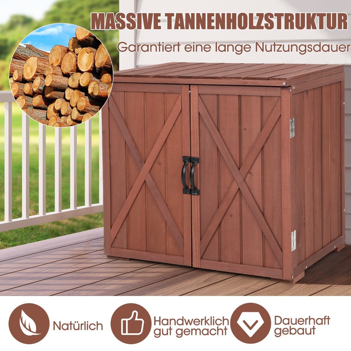 Wooden Tool Cabinet with Double Doors – Durable Fir Wood