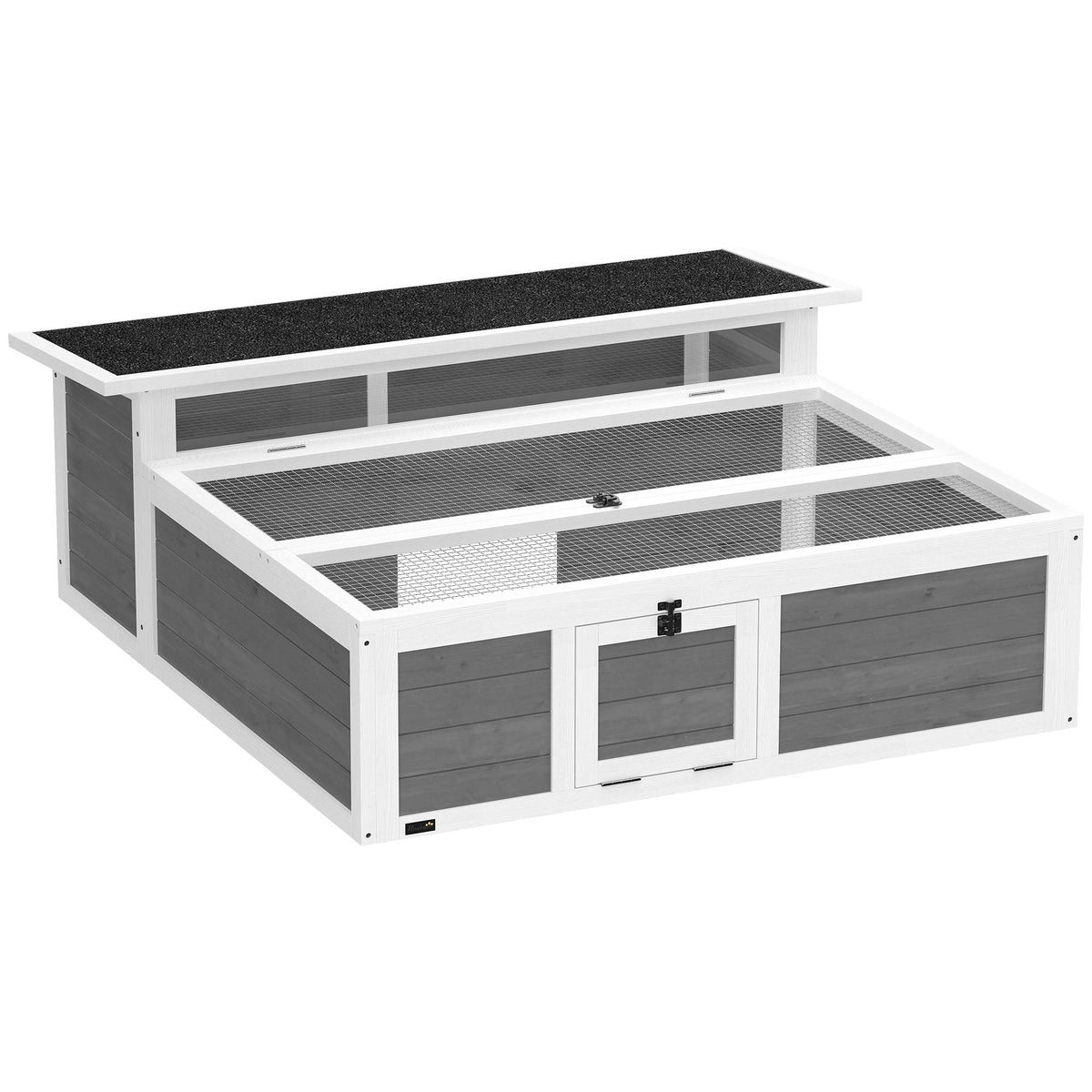 Wooden Tortoise House with Run, 113x106.5x44.5 cm, Grey
