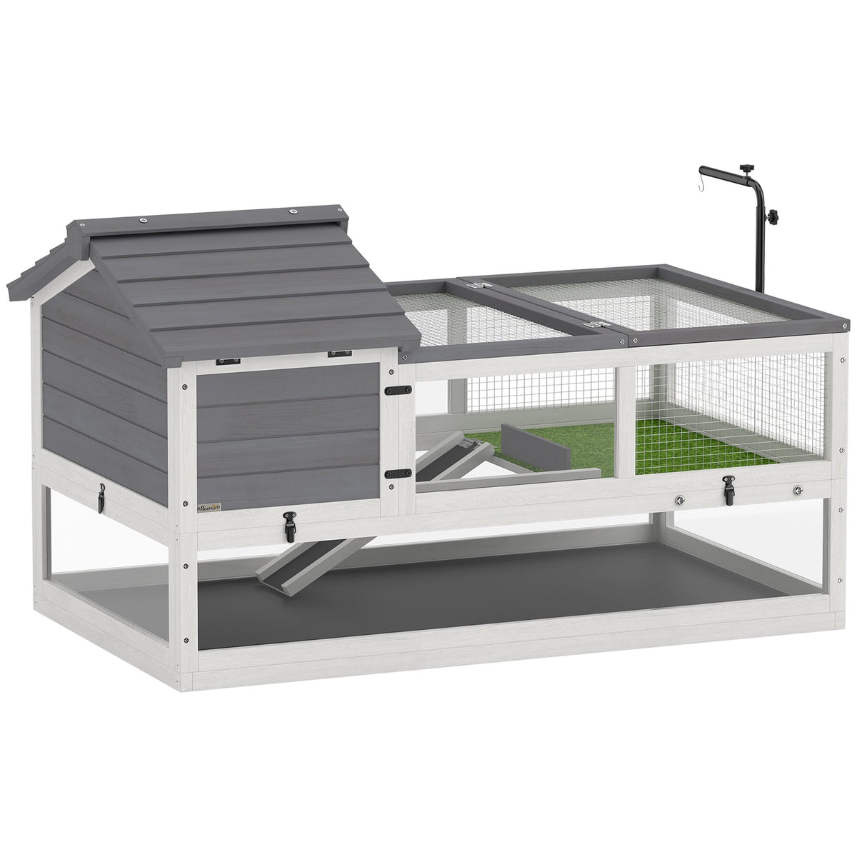 Wooden Tortoise House with Two Levels and Lamp Holder