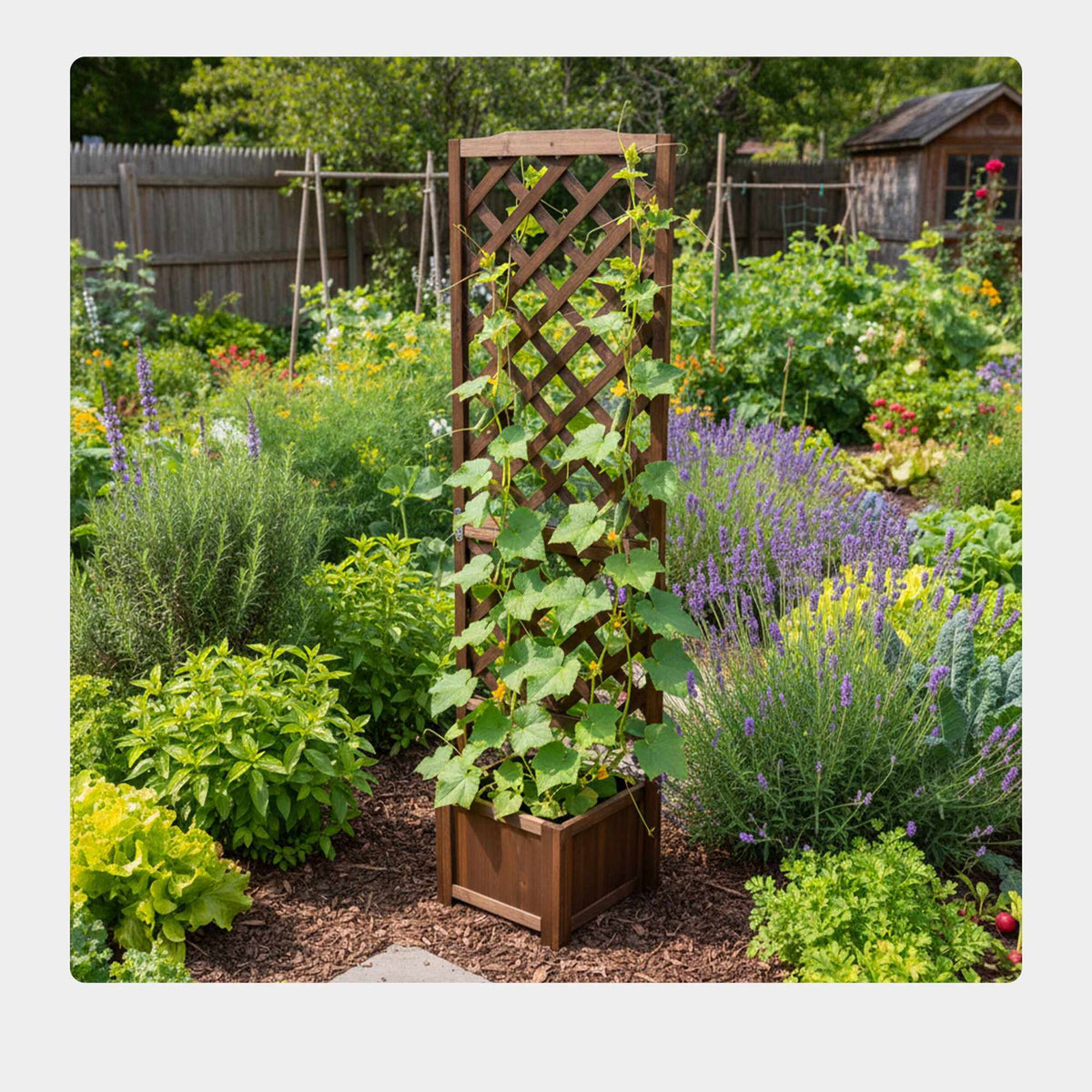 Wooden Trellis Planter Box 180cm – Brown