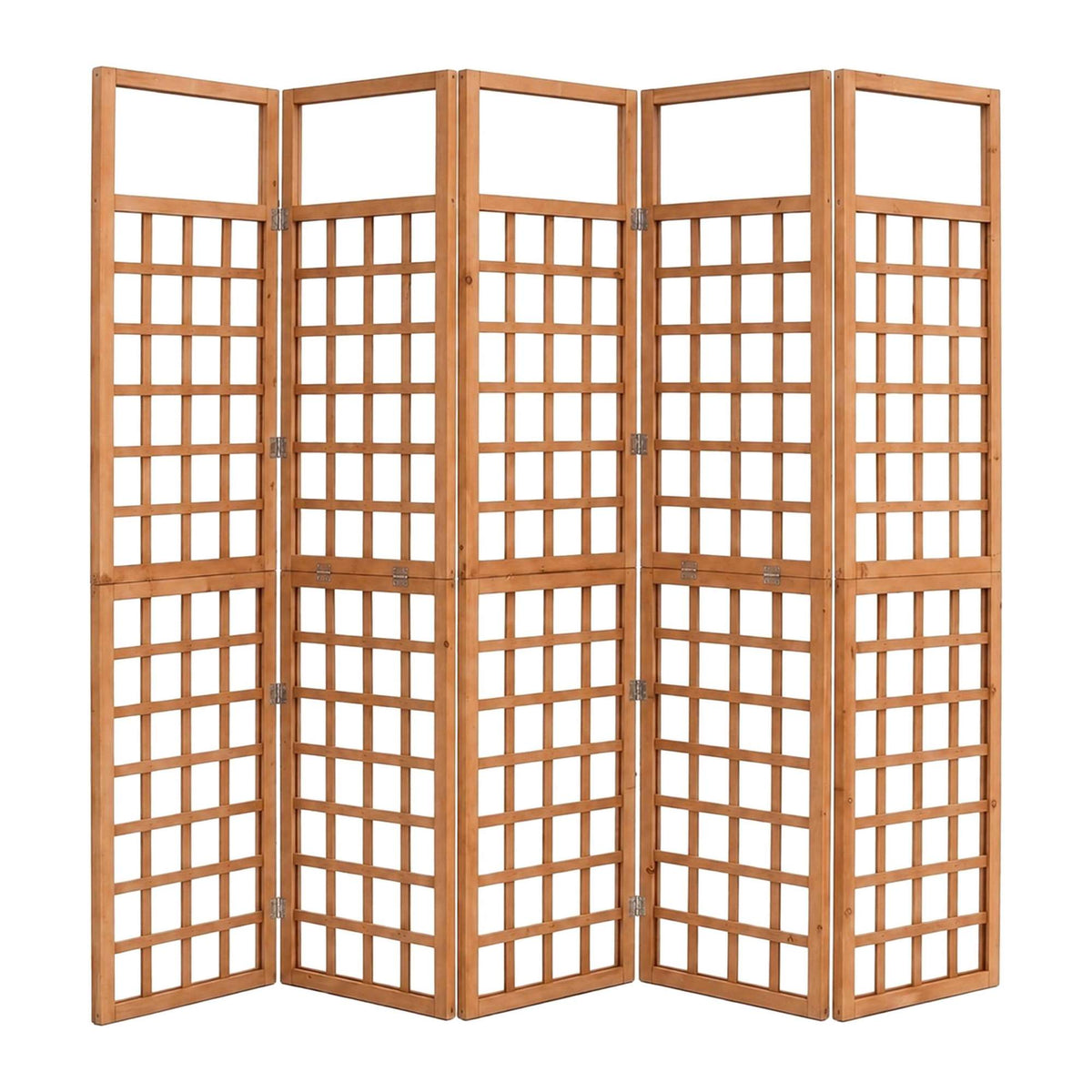 Wooden Trellis Screen, Light Brown, 5 Panels