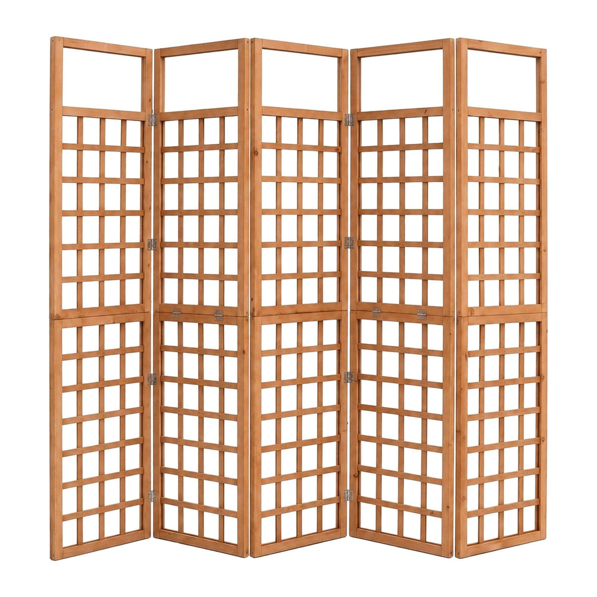 Wooden Trellis Screen, Light Brown, 5 Panels