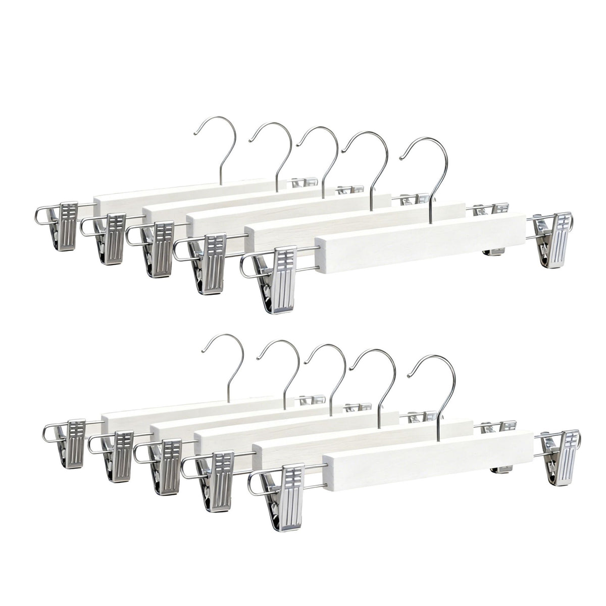 Wooden Trouser Hangers, Set of 10 with Swivel Hooks