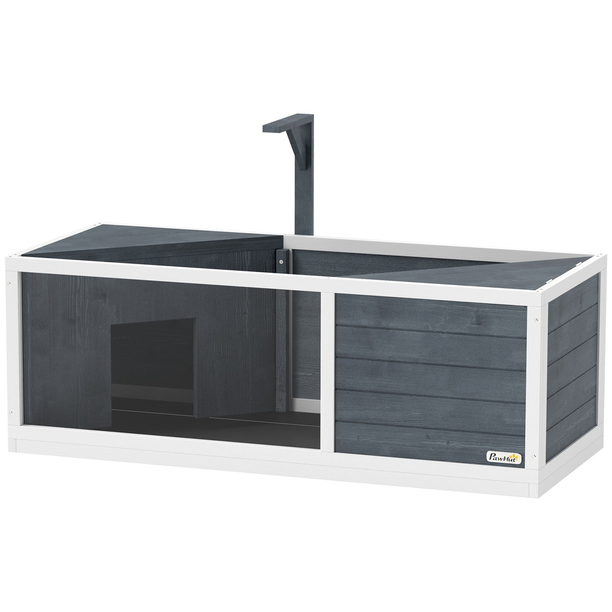 Wooden Turtle House, Turtle Enclosure with Two Main Houses, Hinged Top, Light Stand, Transparent Front Panel, 120 x 50 x 40 cm, Gray