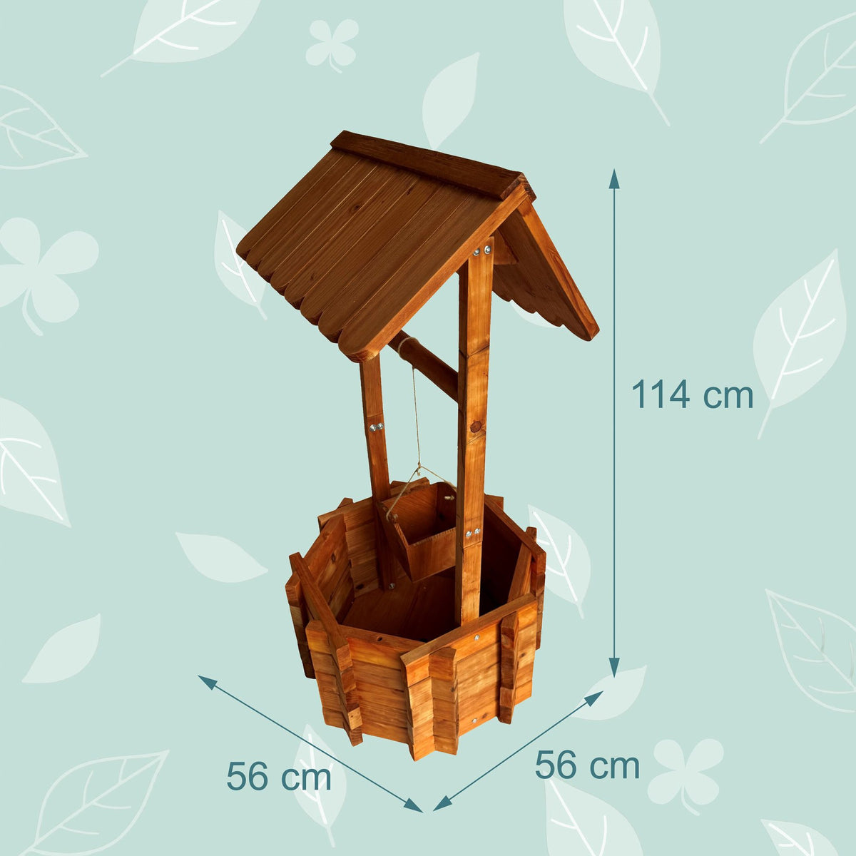 Wooden Wishing Well Planter with Crank and Bucket