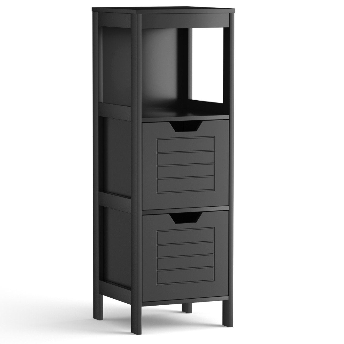 Wooden bathroom chest of drawers with 2 drawers 30 x 30 x 89 cm black