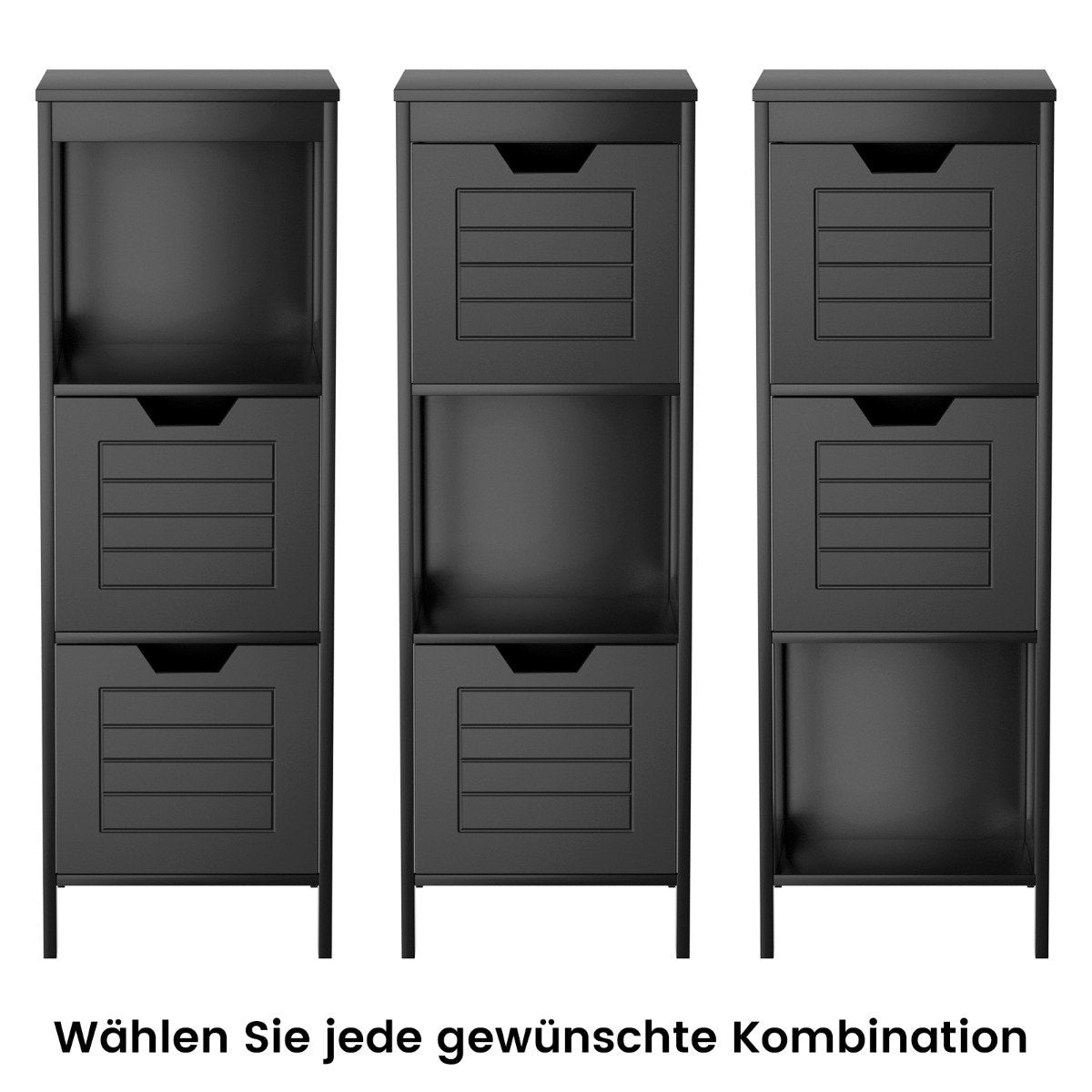Wooden bathroom chest of drawers with 2 drawers 30 x 30 x 89 cm black