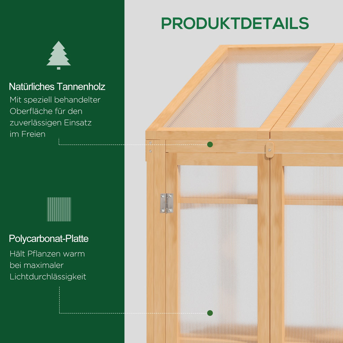 Wooden cold frame, mini greenhouse 70 x 50 x 120 cm, greenhouse with cover, window, double door, translucent cold frame box with 3 shelves, winter-proof raised bed for garden, balcony, brown