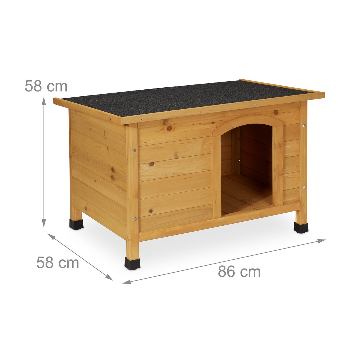 Wooden dog house with hinges