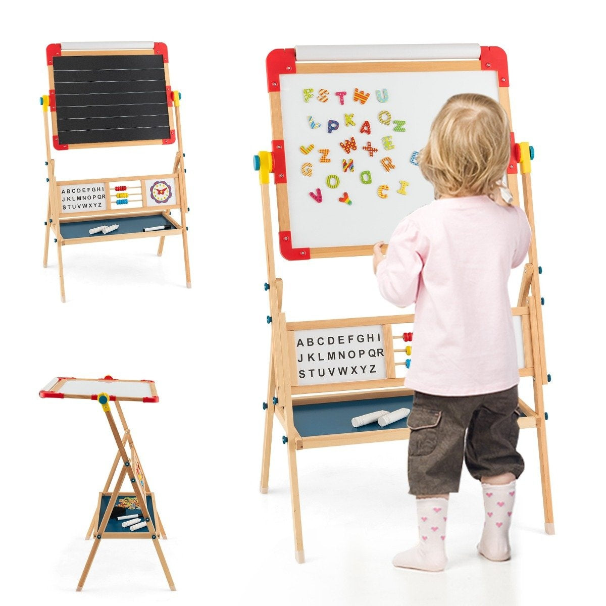Wooden easel Rotatable standing children's easel 62 x 45 x 118 cm