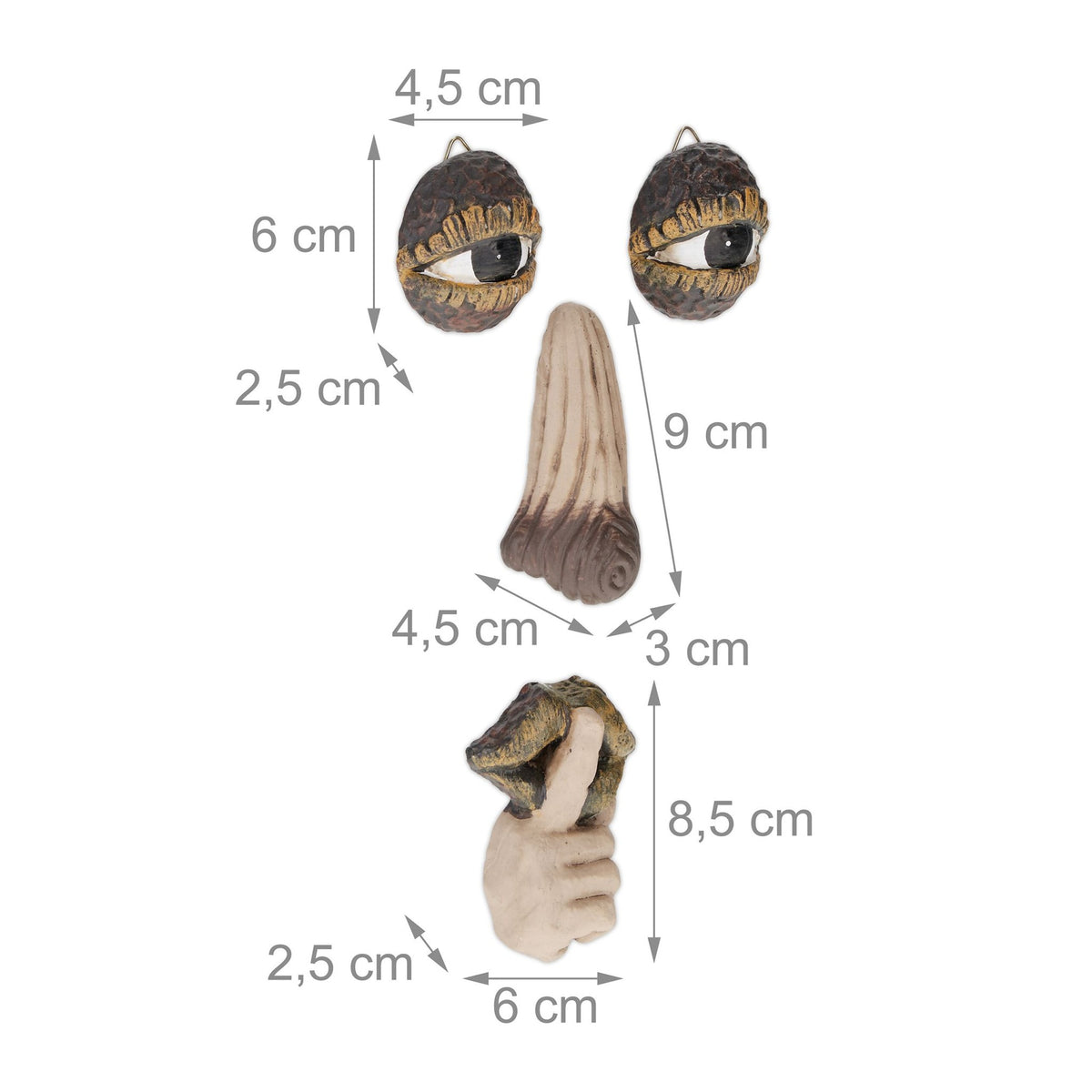 Wooden face with resting gesture