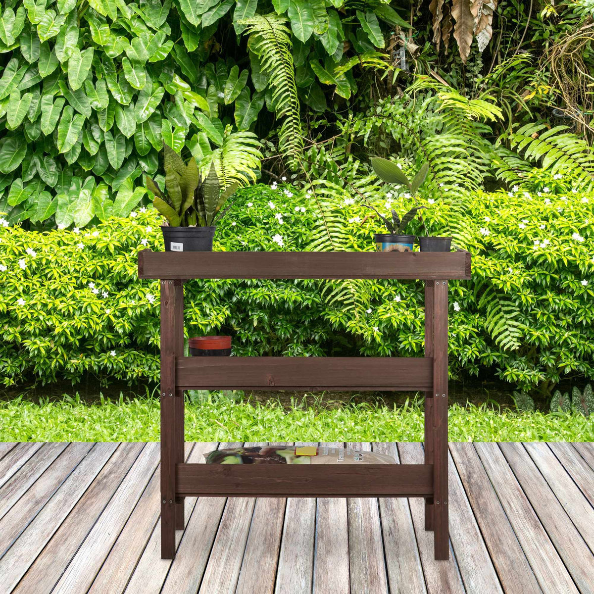 Wooden planter table