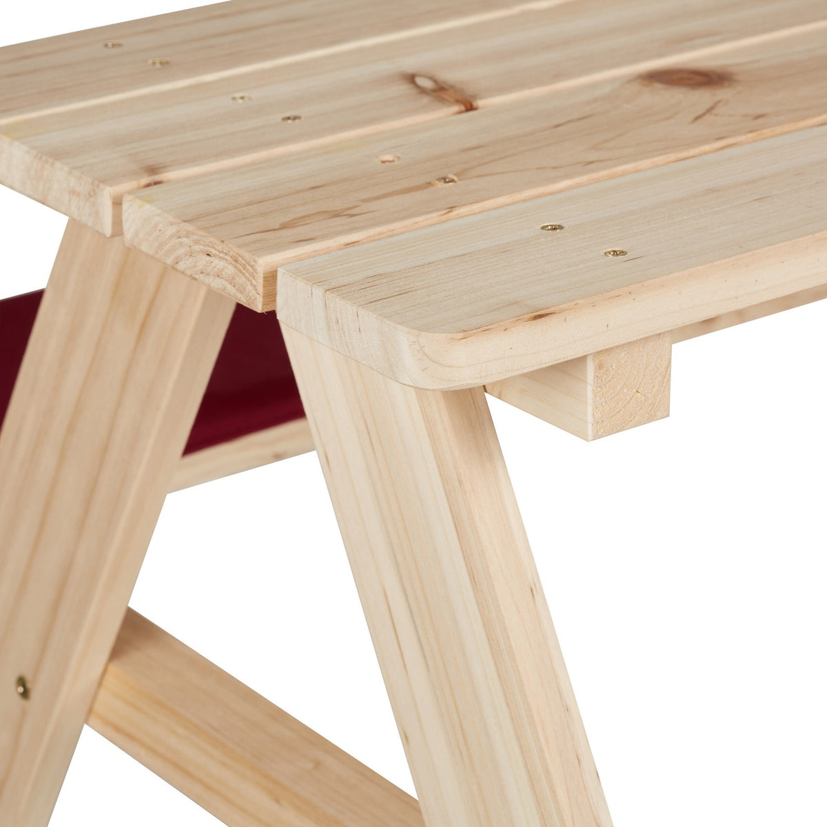 Wooden seating area for children with cushions