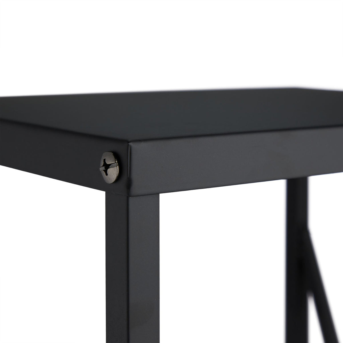 Wood shelf in black steel