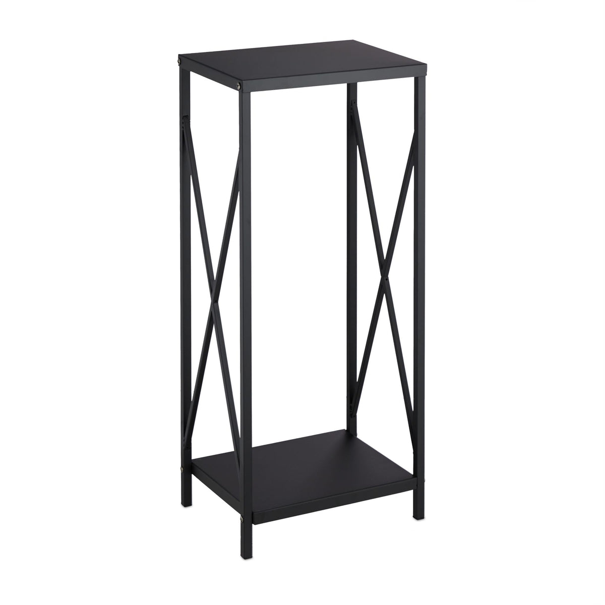 Wood shelf in black steel