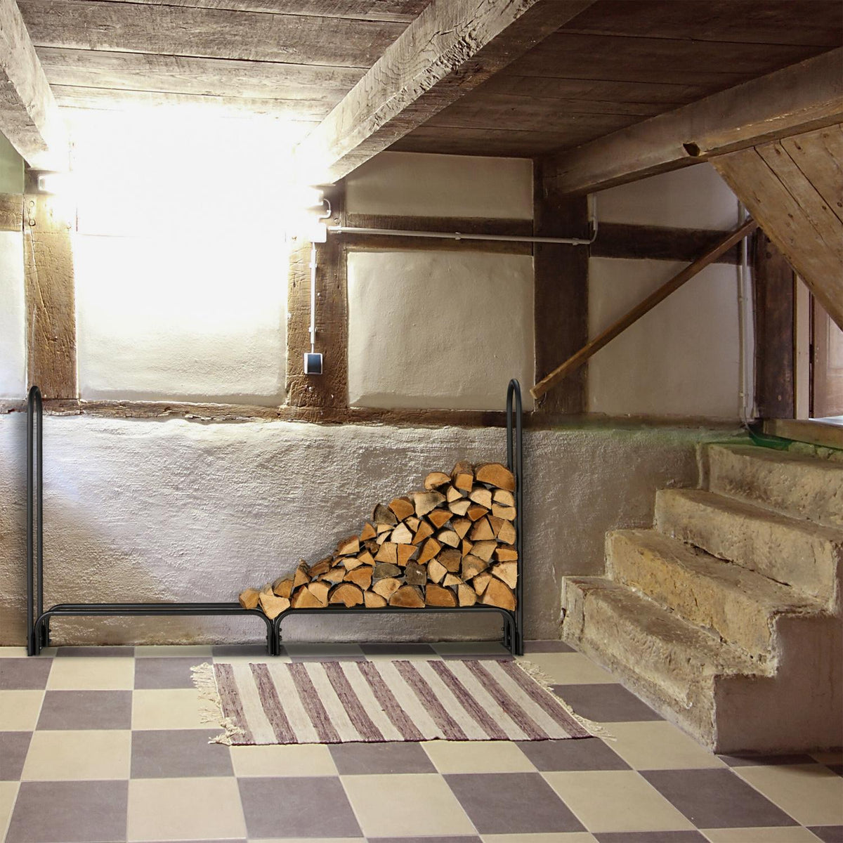 Wood shelf in metal 201 cm