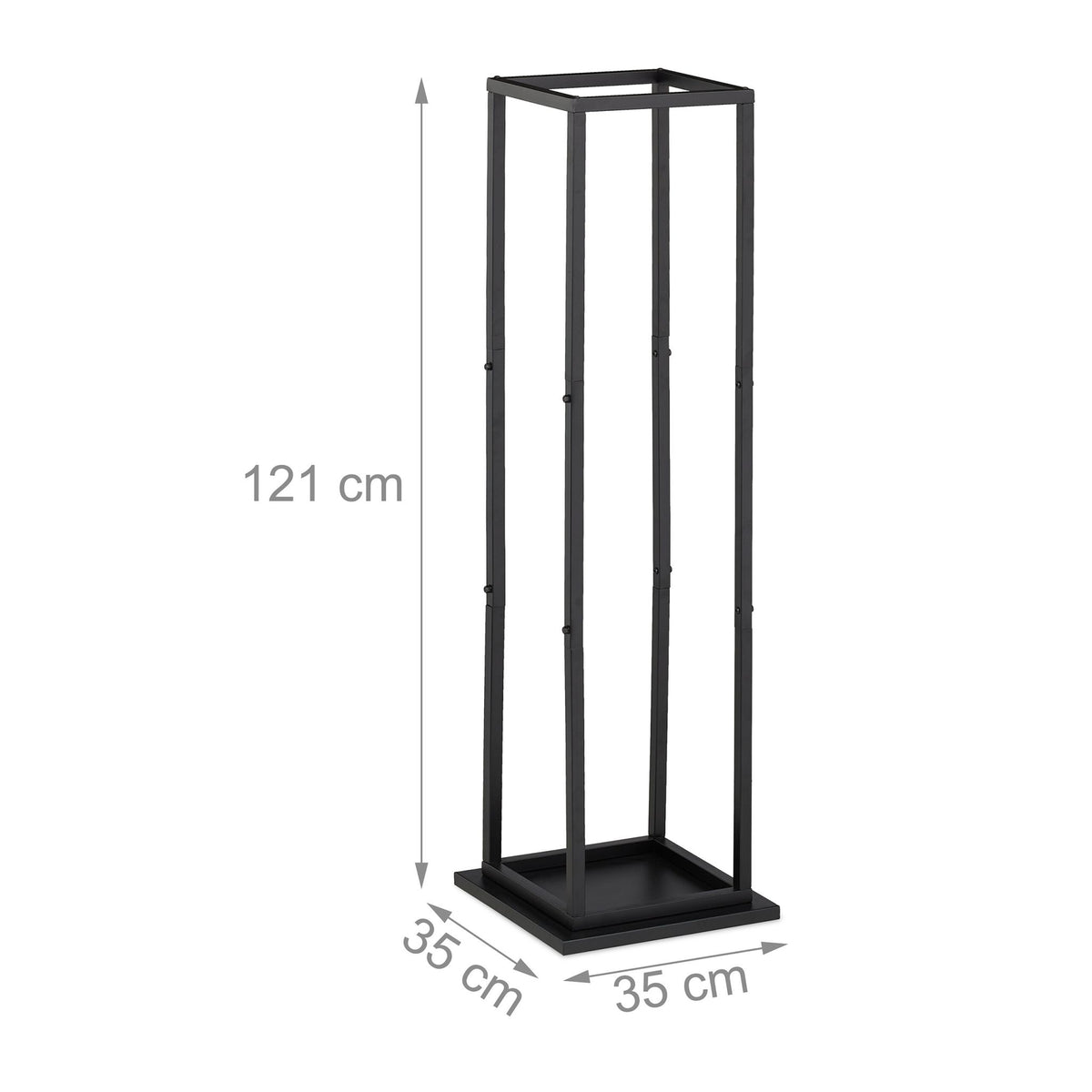 Wood stand in tall metal