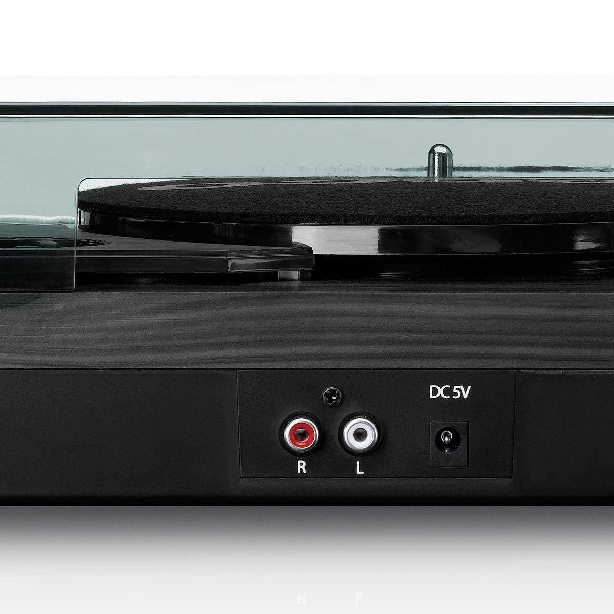 Wood turntable with built-in speakers black