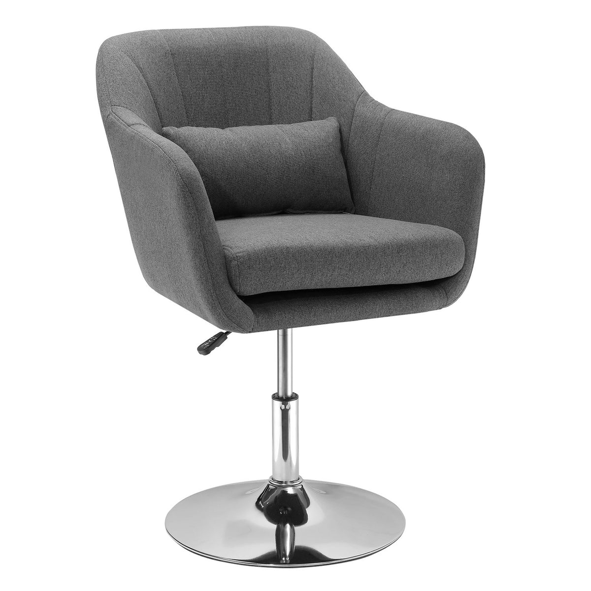 Work Stool Swivel Chair Office Chair Height Adjustable Linen-Like Polyester Steel Dark Gray 57 X 57 X 77.5-87 Cm