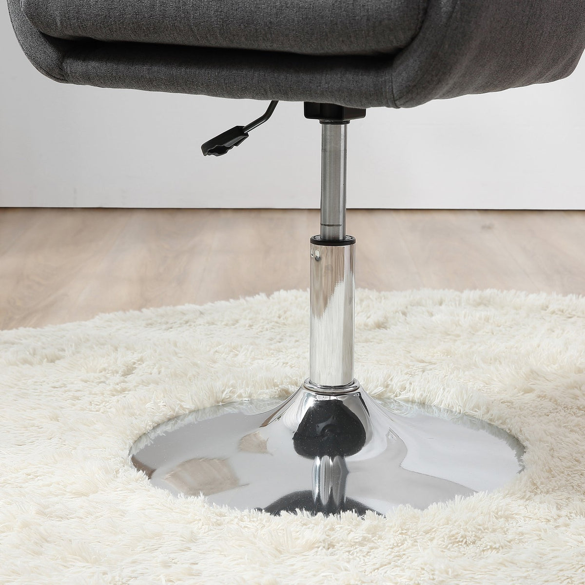 Work Stool Swivel Chair Office Chair Height Adjustable Linen-Like Polyester Steel Dark Gray 57 X 57 X 77.5-87 Cm